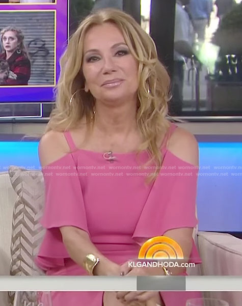 Kathie's pink cold-shoulder flutter dress on Today