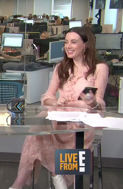 Melanie's blush ruffled lace dress on E! News
