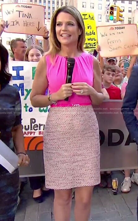 Savannah's pink tweed dress on Today