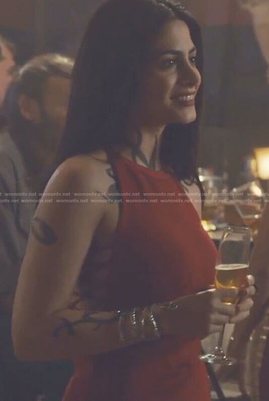 Isabelles' red open back bodycon dress on Shadowhunters