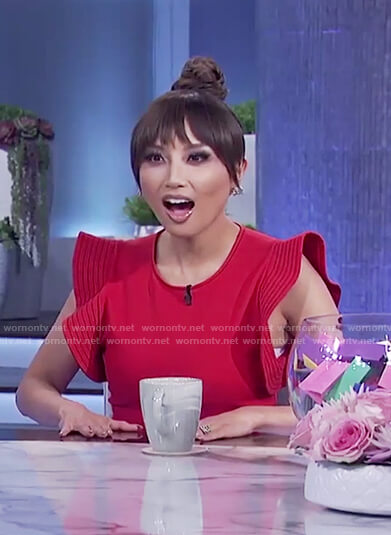 Jeannie's red ruffle sleeve dress on The Real