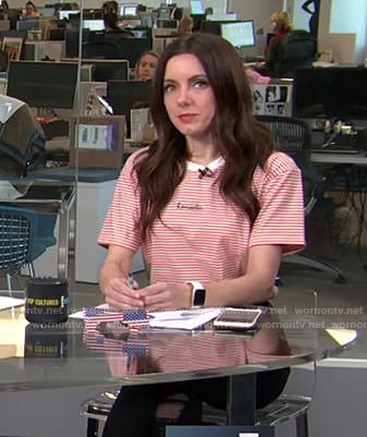 Melanie's red striped romantic t-shirt on Live fron E!