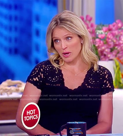 Sara's navy crochet dress on The View