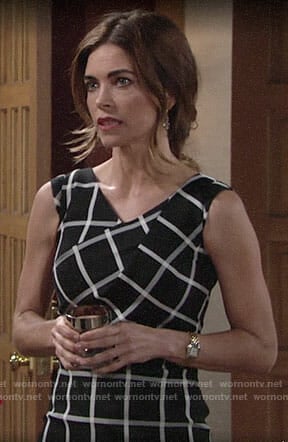 Victoria's black and white checked dress on The Young and the Restless