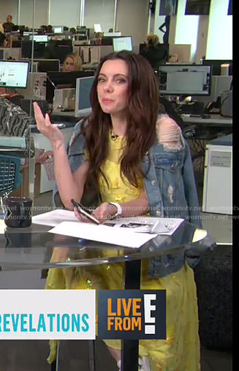Melanie's yellow sequin midi dress on Live from E!