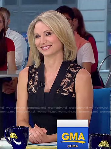 Amy's black lace shoulder dress on Good Morning America