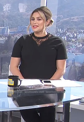 Carissa's black lace inset t-shirt on E! News Daily Pop