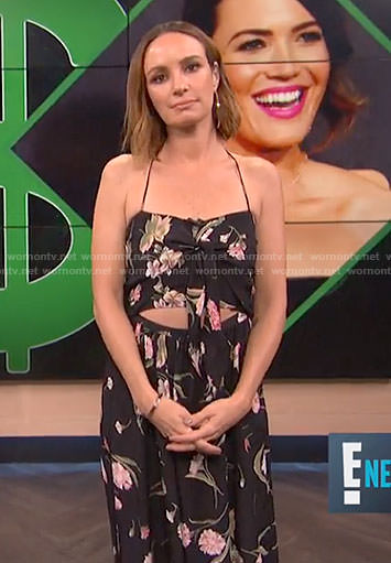 Catt's black floral cutout dress on E! News