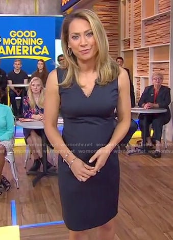 Ginger's black embellished v-neck dress on Good Morning America