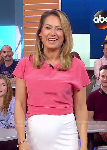 Ginger's red short sleeve top on Good Morning America