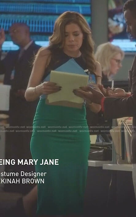Kara's blue and green colorblock dress on Being Mary Jane