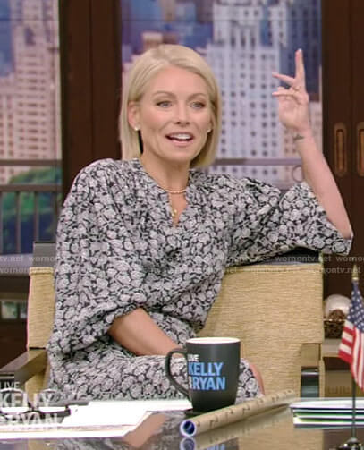 Kelly's black floral dress on Live with Kelly and Ryan