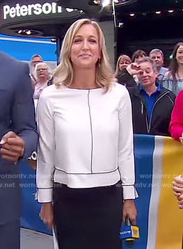 Lara's white contrast piping top on Good Morning America