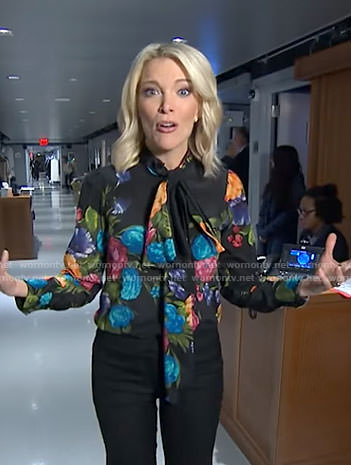 Megyn's black floral bow blouse on Megyn Kelly Today