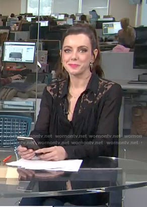 Melanie's black lace insert blouse on Live from E!