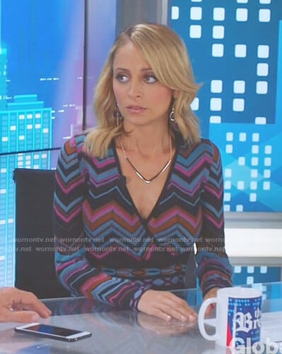 Portia's chevron knitted wrap dress on Great News