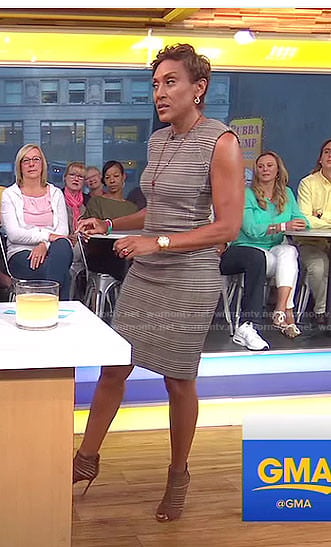 Robin's grey plaid sheath dress on Good Morning America