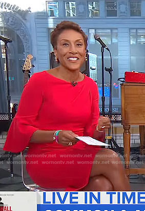 Robin's red bell sleeve dress on Good Morning America