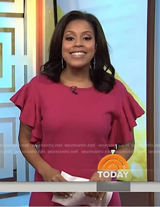 Sheinelle's pink ruffled sleeve dress on Today