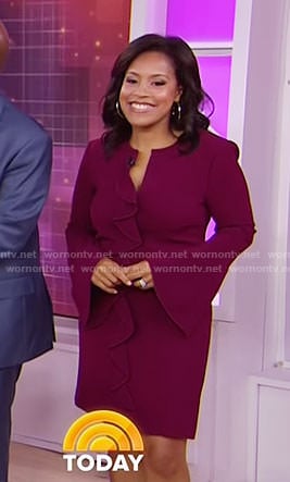Sheinelle's purple ruffled bell sleeve dress on Today