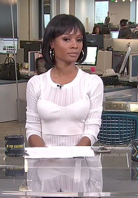 Zuri's white corset ribbed top on Live from E!