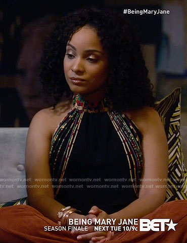 Aaliyah's black beaded top on Being Mary Jane