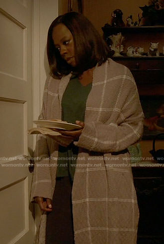 Annalise's grey windowpane cardigan on How to Get Away with Murder