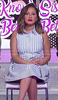 Adrienne's blue striped a-line dress on The Real