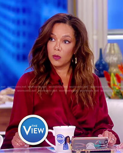 Sunny's burgundy silk wrap dress on The View