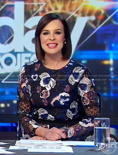 Natarsha's floral lace insert dress on The Project