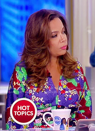Sunny's multi-colored floral silk dress on The View