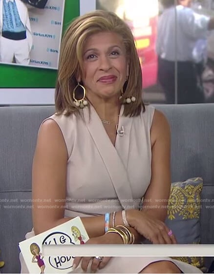 Hoda's beige sleeveless wrap dress on Today
