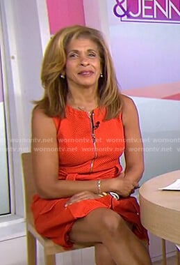 Hoda's orange zip front dress on Today