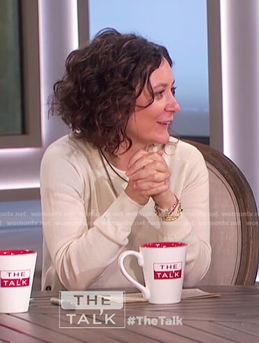 Sara's ivory side button sweater on The Talk
