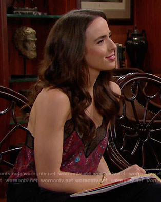 Ivy's purple lace-trim camisole on The Bold and the Beautiful