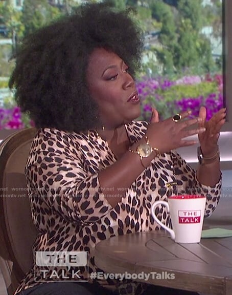 Sheryl's leopard print top on The Talk