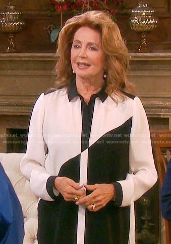 Maggie's black and white colorblock blouse on Days of our Lives