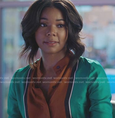 Mary Jane's green and orange colorblock shirt on Being Mary Jane