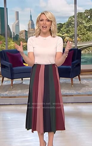 Megyn's multi-color pleated midi skirt on Megyn Kelly Today