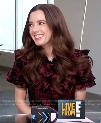 Melanie's red velvet ruffled dress on Live from E!