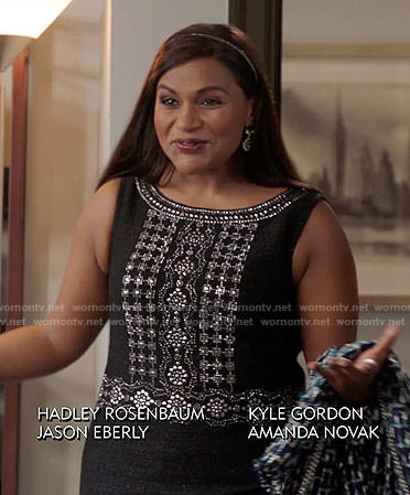 Mindy's black embellished dress on The Mindy Project