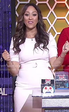 Tamera's pink belted pencil dress on The Real