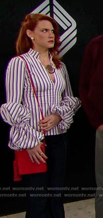 Sally's striped top with ruffled sleeves on The Bold and the Beautiful