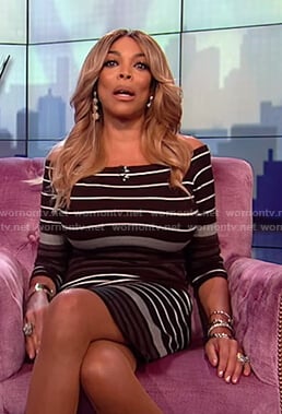 Wendy's striped off shoulder knit dress on The Wendy Williams Show