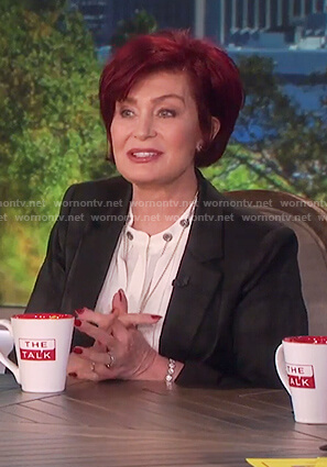 Sharon's white chain detail top on The Talk