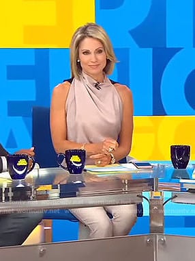 Amy's pink satin jumpsuit on Good Morning America