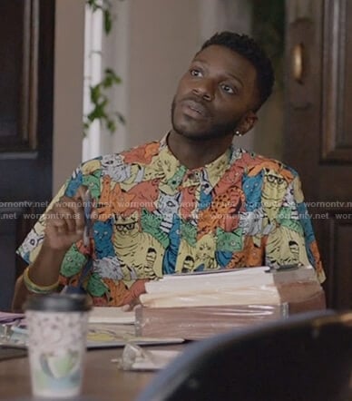 Jermaine's cat print shirt on The Mayor