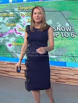 Ginger's navy ruffled dress on Good Morning America