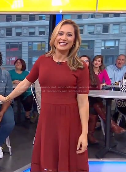 Ginger's red pleated dress on Good Morning America