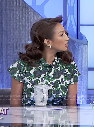 Jeannie's white and green paisley print dress on The Real